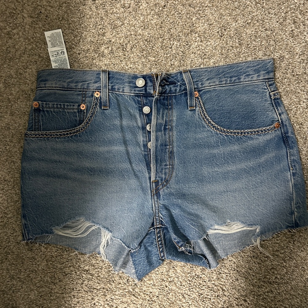 Levi's Light Blue Distressed Jean Shorts